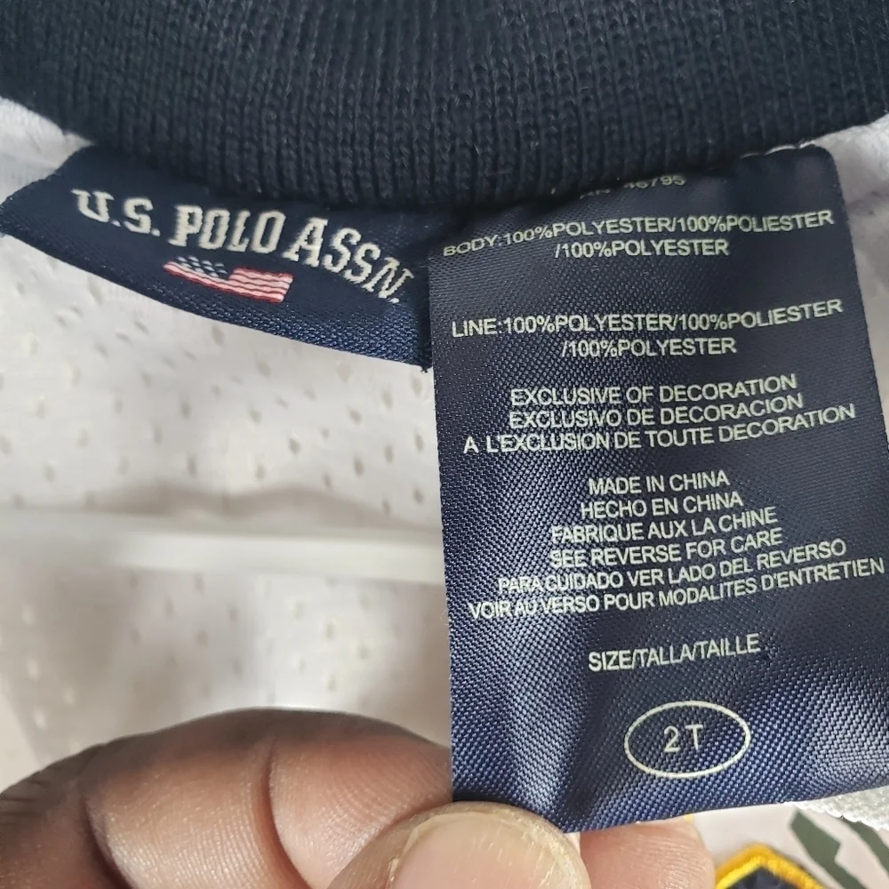 U.S.Polo Association White and Navy Boy's Toddler Jacket Sz 2T
